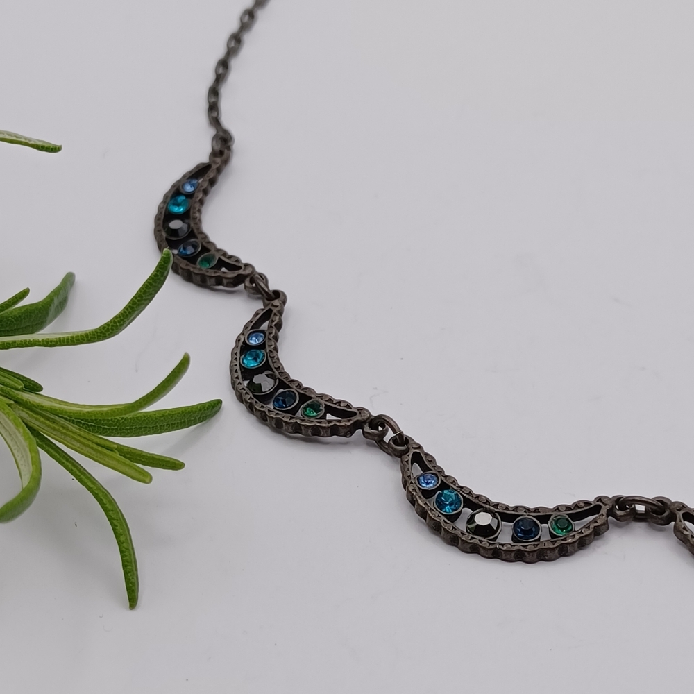SOLD - Crystal Crescent Necklace - Picture 11 of 14